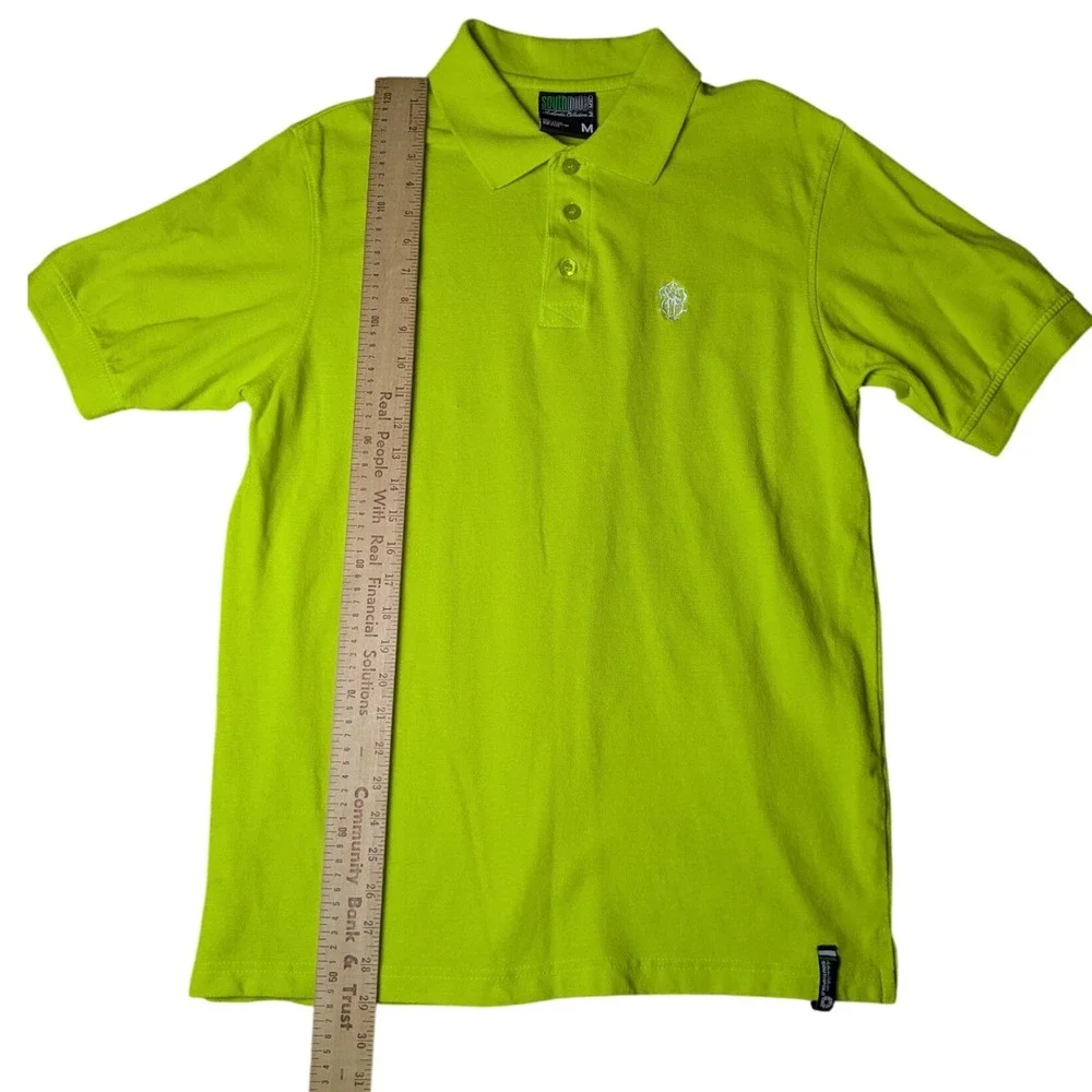 Southpole Y2K Streetwear Green Spring Preppy Polo Short Sleeve Shirt Mens Medium